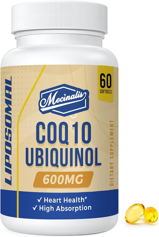 Liposomal CoQ10 Ubiquinol 600mg Softgels|Superior Absorption Ubiquinol CoQ10 Supplement|Powerful Active Antioxidant Form of Coenzyme Q10|Heart Function & Energy Production|60 Softgels