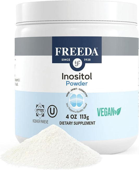FREEDA Pure Inositol Powder – Myo-Inositol for Mood & Hormone Balance, Kosher, Vegan, Gluten-Free, No Additives, Easy-to-Mix (4 oz, 125 Servings, 4-Month Supply) – Supports PCOS & Fertility