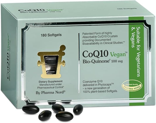 CoQ10 Vegan Bio-Quinone 100 mg, 180 Softgels | Premium Plant-Based Coenzyme Q10 Supplement with Non-GMO Ingredients for Optimal Health | High Absorption Formula for Heart Health and Energy Production