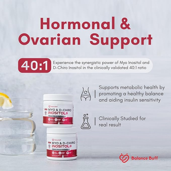 Inositol Supplement For Women | Myo-Inositol & D- Chiro Inositol Powder with Folate, Vitamin D, Cranberry | Supports Women's Health, Fertility & Hormones | Ideal 40:1 Ratio | - Powder - 30 Day supply