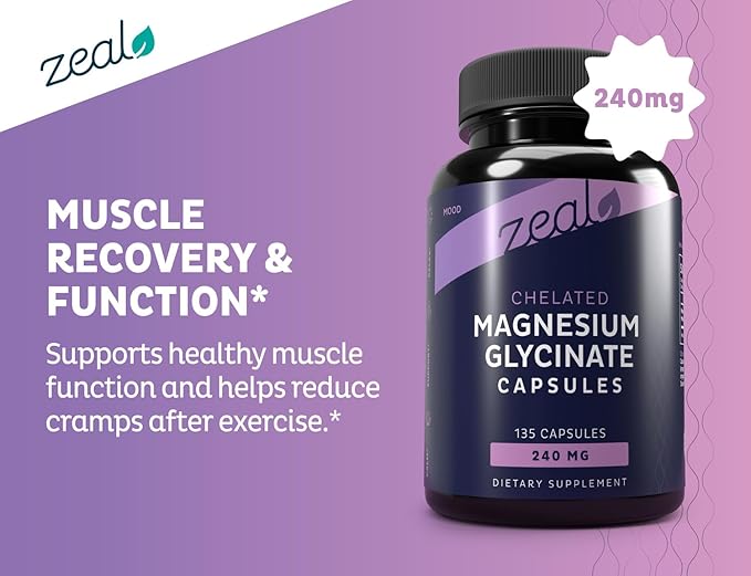 Zeal Premium Chelated Magnesium Glycinate (240mg | 135 Capsules)