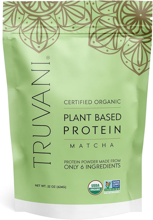 Truvani Vegan Pea Protein Powder | Matcha | 20g Organic Plant Based Protein | 20 Servings | Keto | Gluten & Dairy Free | Low Carb | No Added Sugar