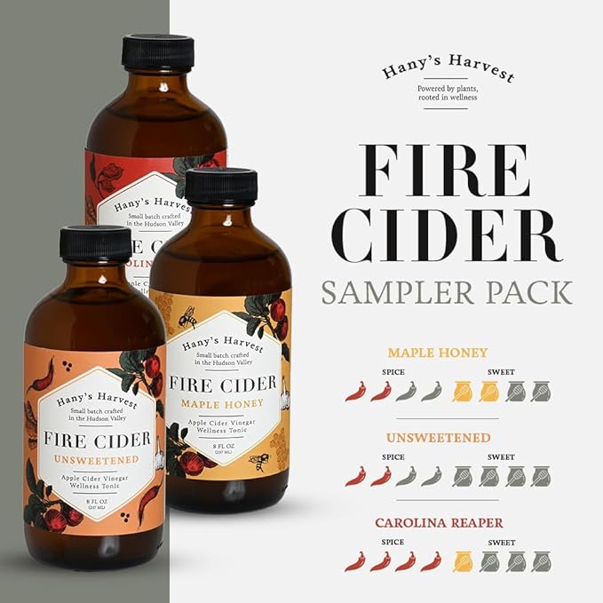 Hany's Harvest Fire Cider Sampler Pack – 8 fl oz Glass Bottle | All-Natural, Small-Batch, Handcrafted, Non-GMO, Gluten-Free, Immune & Digestive Support