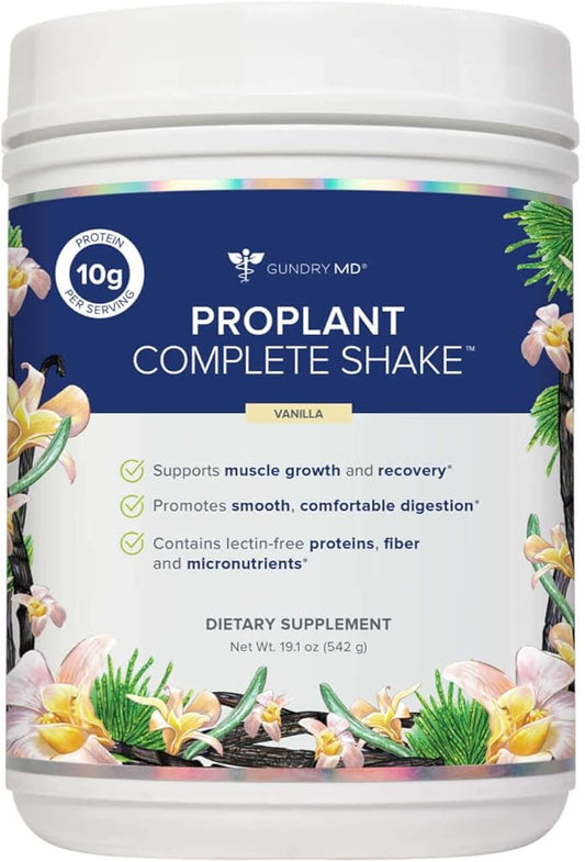 Gundry MD® Pro Plant Complete Shake™ High-Fiber Plant Protein Blend, 20 Servings (Vanilla)