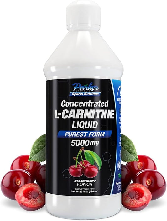 Concentrated L-Carnitine Liquid, 5000mg All Natural Cherry Flavored Supplement, Liquid L-Carnitine with Vitamin V5, 16.23 Fl. Oz