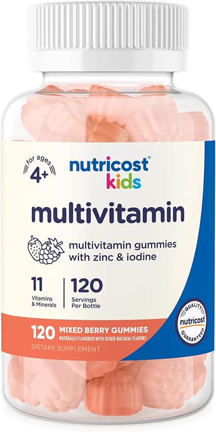 Nutricost Kids Multivitamin Gummies 120 Servings (Mixed Berry Flavored Gummies) - Gluten Free, Non-GMO, and Vegetarian Friendly