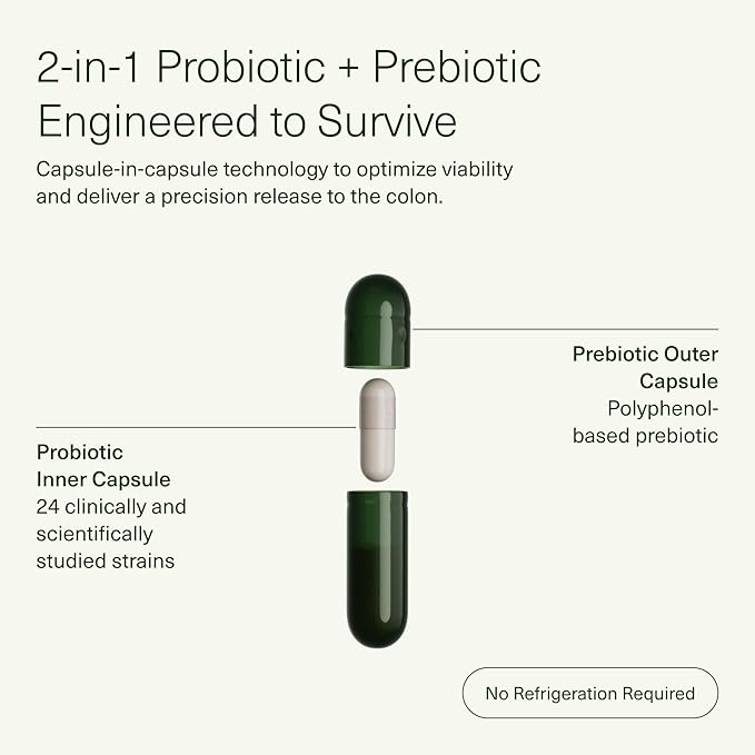 Seed DS-01 Daily Synbiotic - Prebiotic and Probiotic for Women & Men - Digestive Health, Gut Health, Immune Support, Bloating & Constipation Relief - Vegan & Shelf-Stable - 60 Capsules (30-Day Supply)