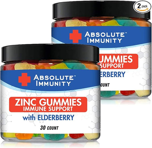 Absolute Immunity- ZINC and Elderberry Gummies - Immune System Health - Adults and Kids 30ct. 2 Pack