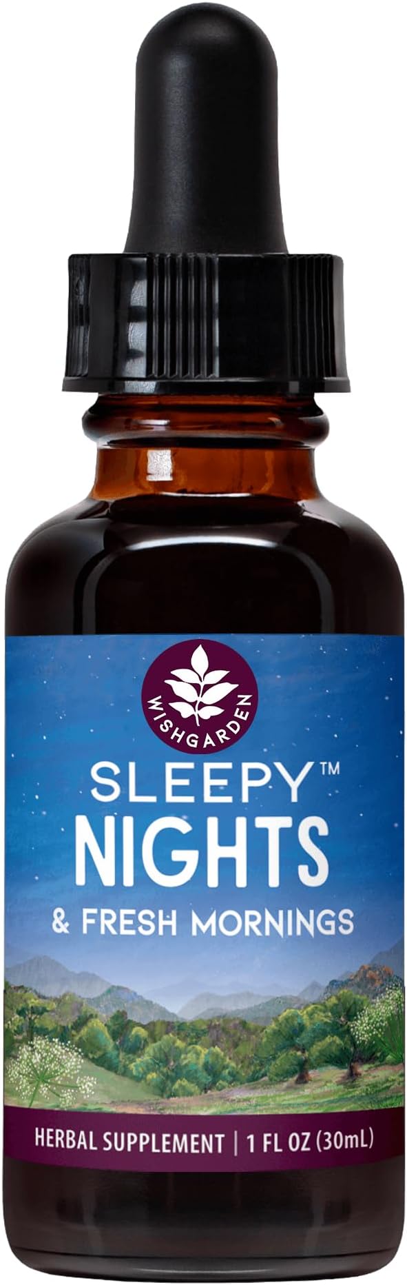 WishGarden Herbs Sleepy Nights & Fresh Mornings - All-Natural Herbal Sleep Aid Tincture, Organic Sleep Supplement with Passionflower, Hops and Scullcap, Supports Deep Sleep & Healthy Sleep Cycles, 1oz