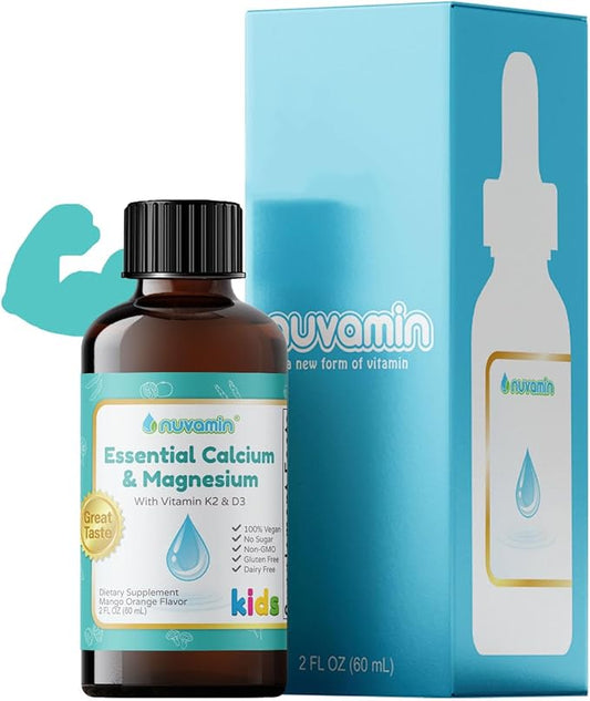 Nuvamin – Liquid Calcium & Magnesium Drops for Baby, Toddlers, Kids, & Adults, 2Fl.Oz (60ml), 30 Daily Servings. Great Taste - All Natural - Vegan - Superior Absorption