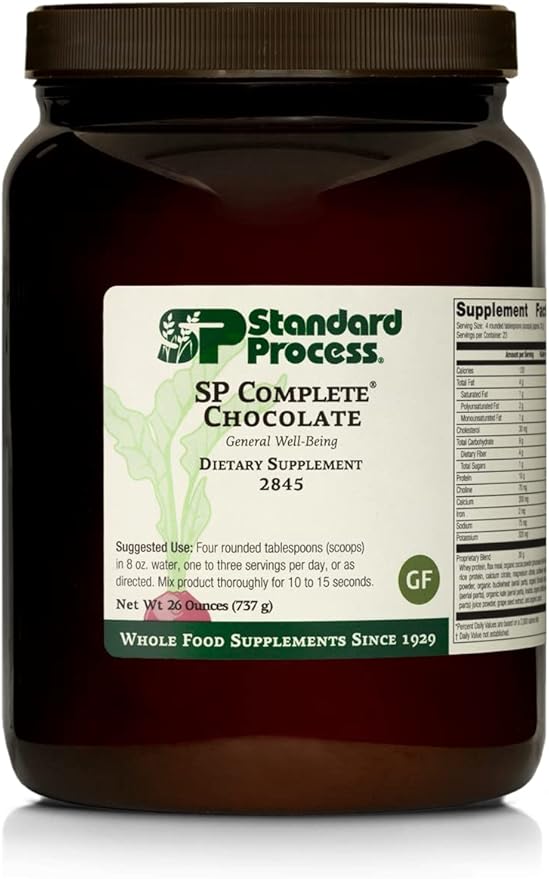 Standard Process SP Complete - Whole Food Immune Support, Liver Support, Antioxidant, with Rice Protein, Grapeseed Extract, and Choline - Vegetarian, Chocolate - 26 Ounce