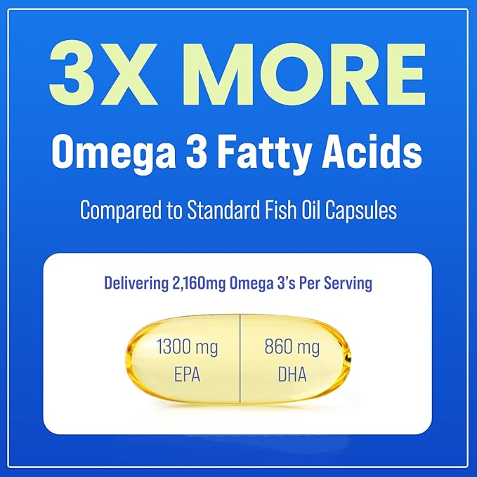 NutraChamps Omega 3 Fish Oil Supplements 3600mg with EPA & DHA, High Potency Omega 3 Supplement to Support Heart, Immune Health, 180 Natural Lemon Burpless Fish Oil Capsules