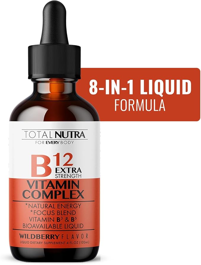 Extra Strength Liquid B12 Vitamin Drops- Vitamins B12, B6, B3- Vegan and Non GMO- Instant Energy, Focus & Metabolism Support with Green Tea, Carnitine & Ginkgo Biloba- Alternative to B Complex Capsule