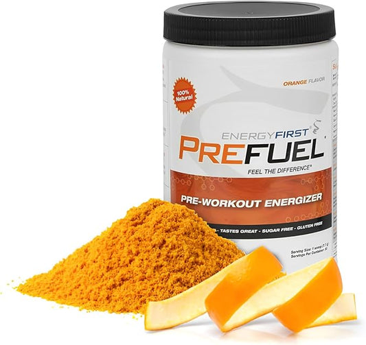 EnergyFirst Prefuel Vegan Pre-Workout Powder | Zero Sugar, All-Natural Energizer with Immune Support | Orange Flavor, 30 Servings for Maximum Workout Performance