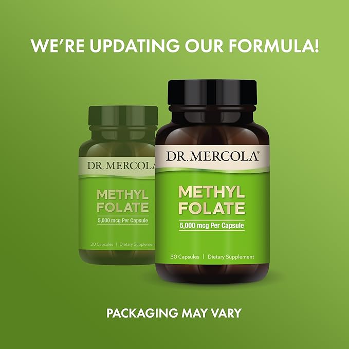 Dr. Mercola, Methyl Folate Dietary Supplement, 30 Servings (30 Capsules), Non-GMO, Soy-Free, Gluten Free