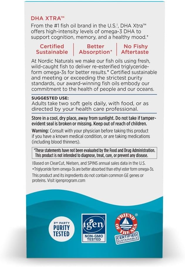 Nordic Naturals DHA Xtra, Strawberry - 90 Soft Gels - 1660 mg Omega-3 - High-Intensity DHA Formula for Brain & Nervous System Support - Non-GMO - 45 Servings
