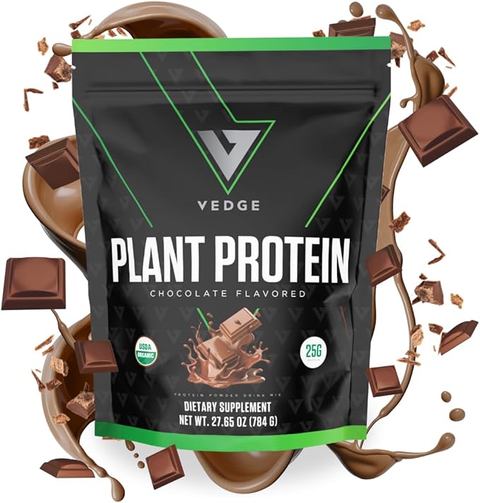 vedge Certified Organic Plant Protein Chocolate Flavor (20 Servings) - Plant-Based Vegan Protein Powder, USDA Organic, Gluten Free, Non Dairy Nutrition Plant Protein