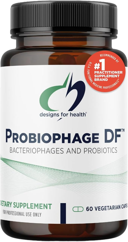 Designs for Health Probiophage DF - Bacteriophage Prebiotic + Probiotic Supplement - Probiotics for Digestion + Immune Support - Dairy Free Pre and Pro Biotics in Delayed Release Capsules (60 Count)