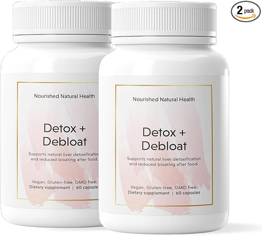 Nourished Natural Health Detox + Debloat - Milk Thistle & Dandelion Root Vegan Supplement for Women - Bloating Relief & Digestion Support - 120 Capsules