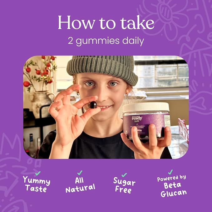 Immune Ready™ Kids Multivitamin Gummies – Mixed Berry Flavor – Sugar-Free Daily Kids Immune Support with Beta Glucan, Elderberry, Vitamin C, D3 & Zinc – Vegan, Non-GMO – 60 Gummies