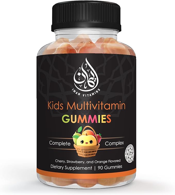 Halal Kids Multivitamin Gummies | Vitamin C, D, Zinc, A, E, B6, B12, Biotin, Folate, Inositol | Strengthen Metabolism, Bones & Immunity | Vegetarian | Gluten Free | 90 Count