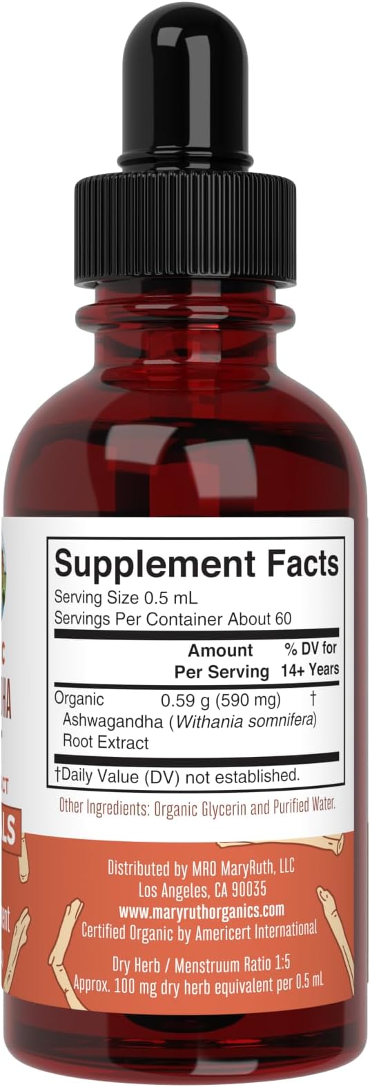 MaryRuth Organics Precision Probiotic Drops for Teens (Raspberry) & Ashwagandha Drops | USDA Organic | Vitamins for Gut Health, Relaxation, & Overall Wellness | Vegan, Non-GMO, Gluten Free