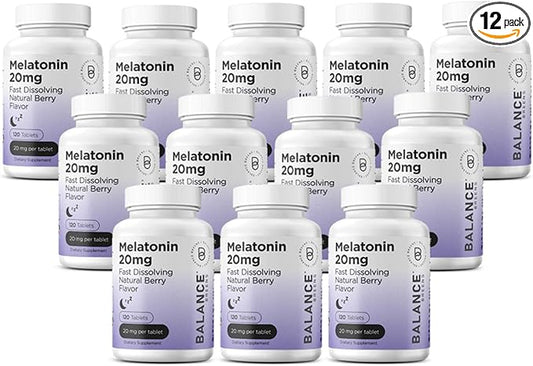 Balancebreens Melatonin 20mg Fast-Dissolve, 120 Tablets – Natural Sleep Aid for Restful Nights, Drug-Free Support for Relaxation and Tranquility