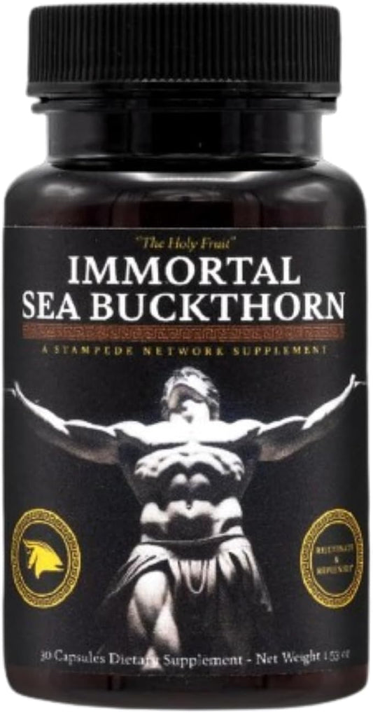 Immortal Sea Buckthorn Capsules – Ancient Power, Modern Vitality for Men and Women with Omega 3, 6, 7, 9, and Antioxidants for Radiant Skin, Energy & Immune Support.