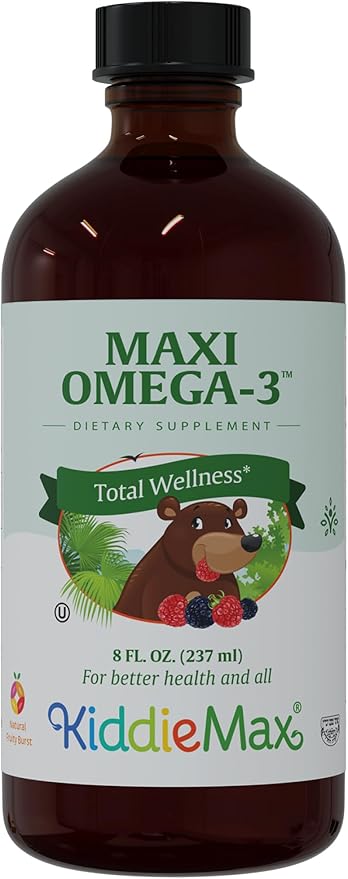 Maxi Health Kids Omega-3 - Fish Oil Liquid with DHA and EPA Fatty Acids - Kids Fish Oil Supplement, 8 fl. Ounces (Pack of 1)