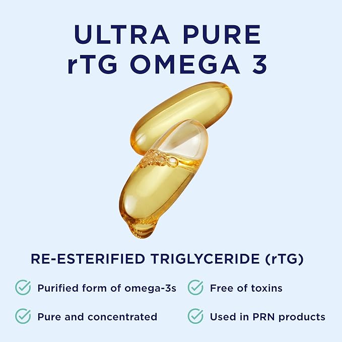 PRN De3 Dry Eye Ultra Pure rTG Omega 3 – Support for Dry Eyes - 2240mg EPA & DHA – New & Improved-Burpless-1 serving, 2-month supply