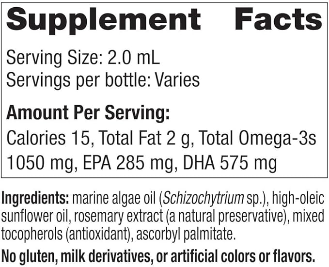 Nordic Naturals Baby’s DHA Vegetarian, Unflavored - 1050 mg Plant-Based Omega-3-1 oz - Supports Brain & Vision Development in Babies - Non-GMO, Vegan - 15 Servings