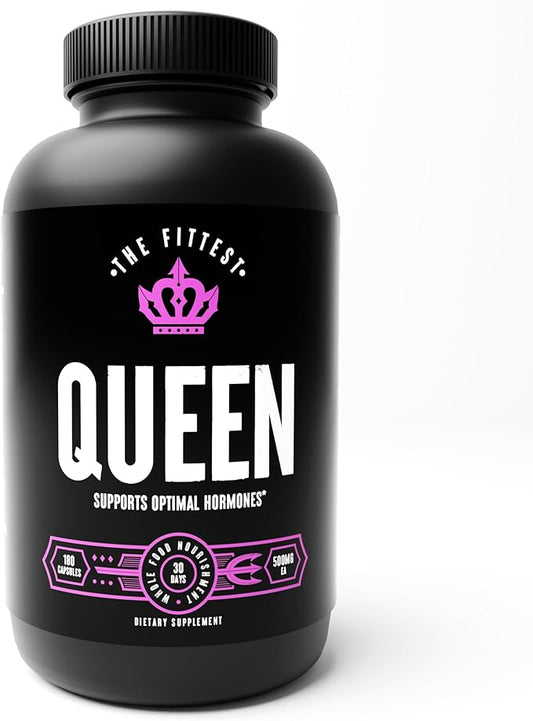 The Fittest Queen Supplement - Supports Hormone Balance, Fertility, Performance and Energy for Women - Grass fed Bovine Ovary, Liver, Bone Marrow & Heart - 180 Capsules