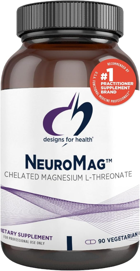 Designs for Health NeuroMag Magnesium L-Threonate - Chelated Magnesium Supplement from Magtein for Brain Health & Cognitive Function - Bioavailable Magnesium L Threonate (90 Vegan Capsules)