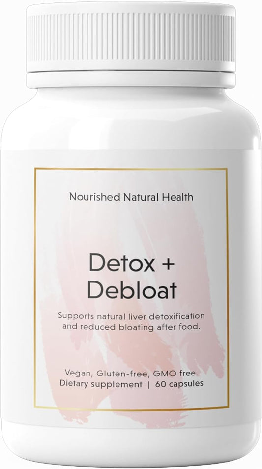 Nourished Natural Health Detox + Debloat - Milk Thistle & Dandelion Root Vegan Supplement for Women - Bloating Relief & Digestion Support - 60 Capsules