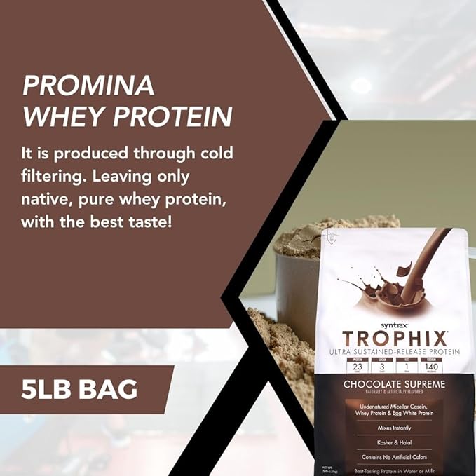 Syntrax Bundle: Trophix Undenatured Casein Protein Chocolate Supreme - Instant Mix Whey Protein & Egg White Protein Powder - 5 Pounds High Protein Powder and Worldwide Nutrition Keychain