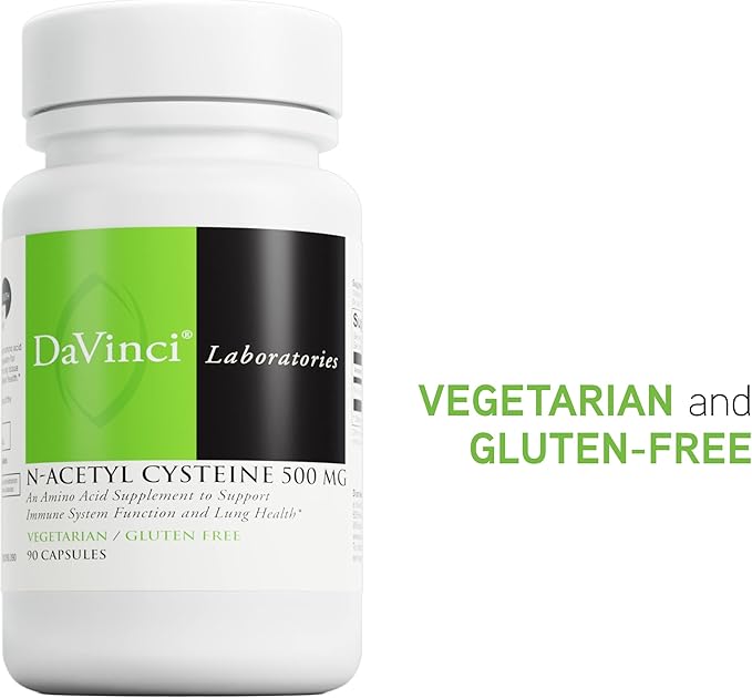 DAVINCI Laboratories - N-Acetyl Cysteine 500 mg - an Amino Acid Supplement to Support Immune System Function and Lung Health - Vegetarian, Gluten-Free - 90 Capsules