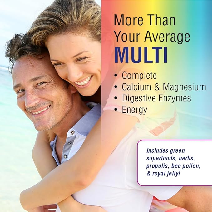 Solaray Spectro Multivitamin, No Iron | Cal/Mag, Energizing Greens & Herbs w/Digestive Enzymes | 42 Serv | 250 Caps