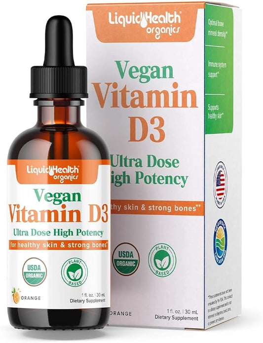 LIQUIDHEALTH Liquid Vitamin D3 5000 IU, Organic Vitamin D Liquid Drops, Adults & Kids, Vegan Liquid Vitamin D for Immune Support, Bone Health, Mood Support