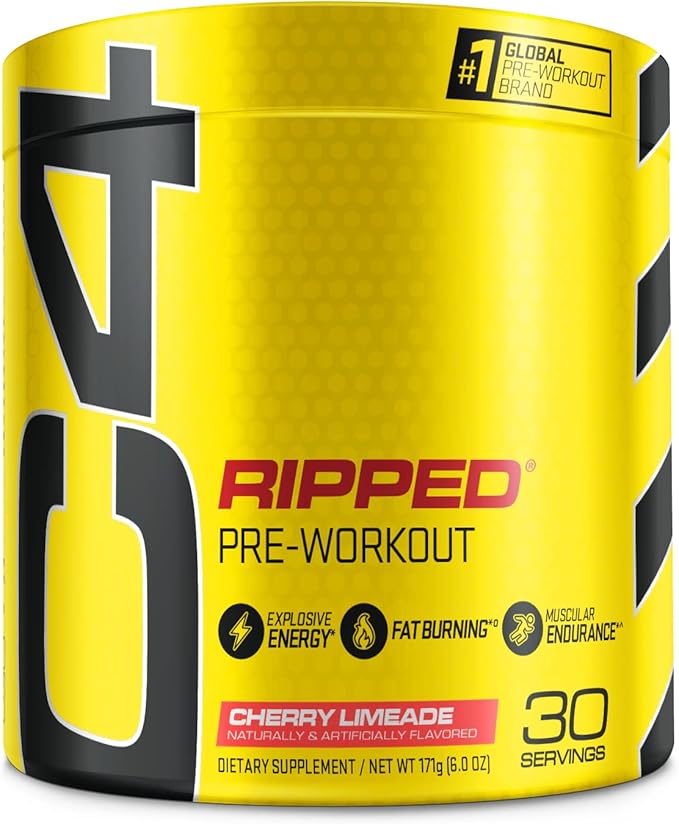 Cellucor C4 Ripped Pre Workout Powder for Energy, Beta Alanine, Sugar Free Energy Supplement Preworkout for Men & Women - 150mg Caffeine + Creatine-Free - Cherry Lemonade - 30 Servings