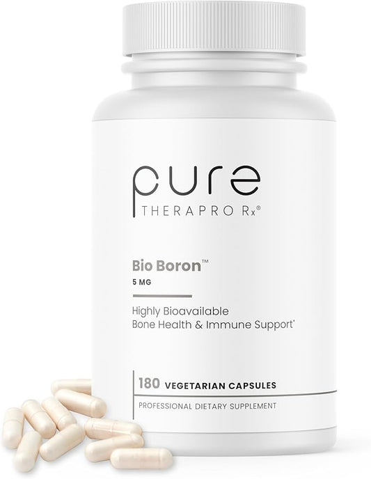 Pure TheraPro Rx Bio Boron, 5mg/Capsule, 180 Capsules, Bororganic Glycine Boron Supplements for Men & Women, Vegan Mineral Supplements for Bones, Cardiovascular Function & Immunity Support