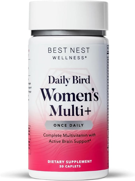 Best Nest Wellness Women's Multi Plus - Brain & Body Health Support Supplement - Gentle Iron Supplement for Energy Support - Supplement for Women with Methylated Vitamins - 30 Capsules