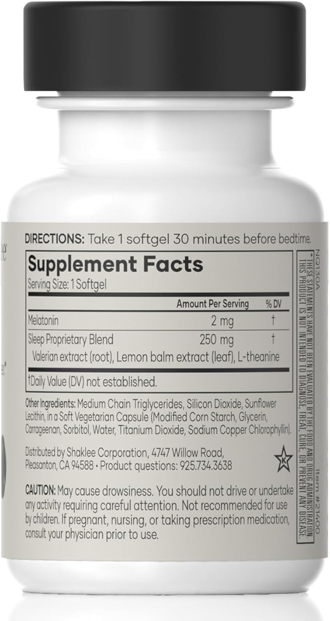Shaklee - Dream Serene™ Melatonin Sleep Aid - Fall Asleep Faster, Wake Up Refreshed - with Melatonin, Valerian, Lemon Balm, L-Theanine - for Ultimate Beauty Sleep - 30 Softgels