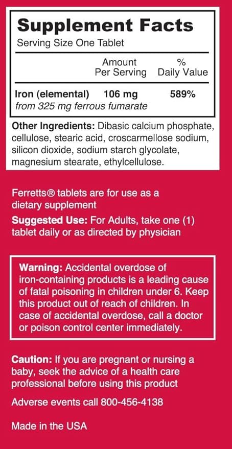 Tablets Iron Supplement (325 mg Ferrous Fumarate) (Pack of 3)