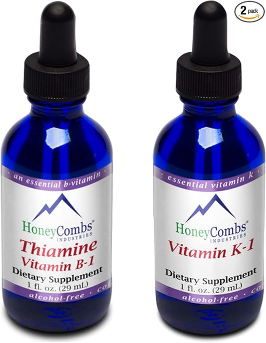 HoneyCombs Liquid Vitamin K1-1 Fl Oz + Vitamin B1 (Thiamine) Drops- 1 Fl Oz