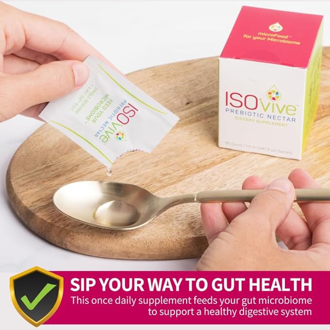 ISOVive Prebiotic Liquid Supplement (30-Day Supply) Natural Heartburn and Bloating Relief - Naturally Fermented Daily Fiber - Formerly