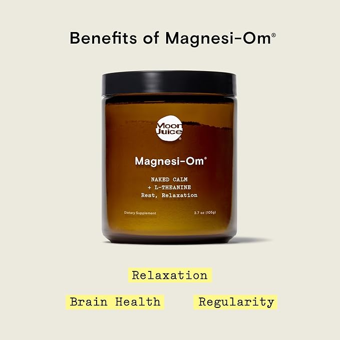 Moon Juice - Magnesi-Om, Unflavored - Jar (30 Servings) - Brain Health & Rest - Magnesium Powder - L-Theanine - Regularity - Glass Bottle - 3rd Party Tested - 100% Traceable - Vegan & Non GMO - 4.2oz