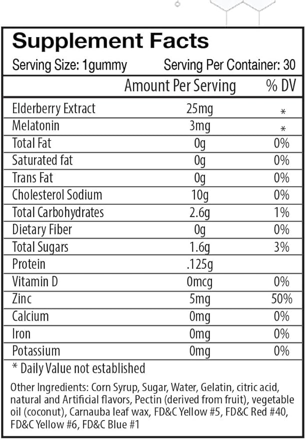 Absolute Immunity- Zinc and Elderberry Sleep Gummies with Melatonin, 100% Drug Free Sleep Aid, Immune System Support, Adults and Kids 30ct