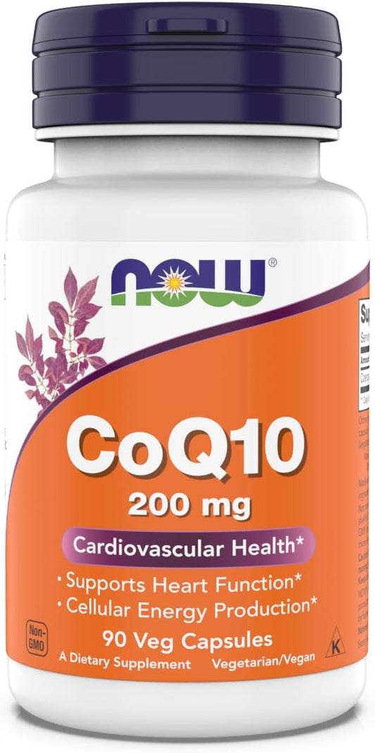 Now Supplements - CoQ10 (Coenzyme Q10) 200 mg, Supports Cardiovascular Health*, Kosher, Vegan 90 Vegetarian Capsules