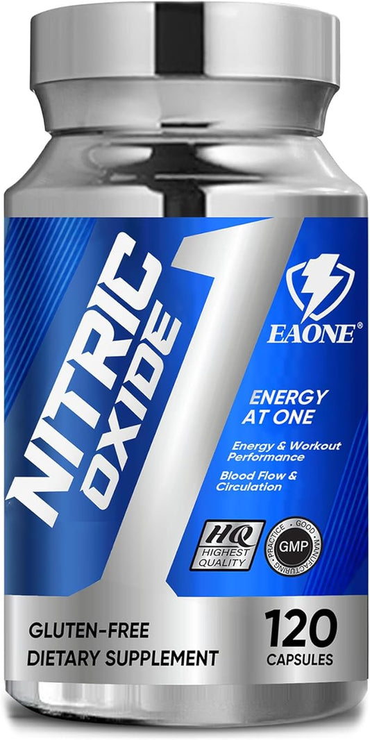 EAONE Nitric Oxide Booster 2255mg, 120 Capsules Supplement- Gluten Free and Non-GMO Nitric Oxide Supplement for Men, Maximize Gym Gains-L Arginine-L Citrulline-Beet Root-Grape Seed Extract
