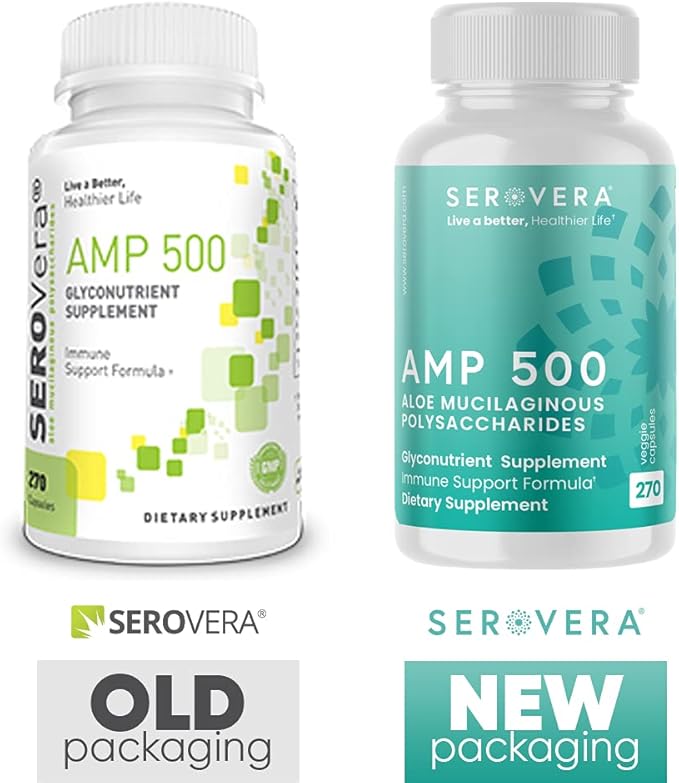 AMP Aloe Glyconutrient Supplement - Support Immune System, Digestive Tract, and Colon Health 270 caps